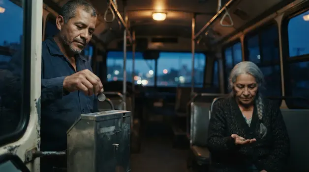 Chofer paga el pasaje a una anciana cada tarde